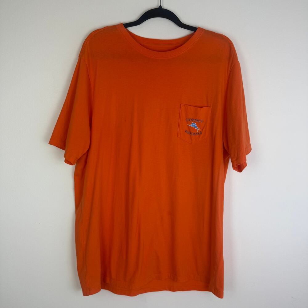 Tommy Bahama Mens Dock-It Man Parrot Cotton Crewneck Orange T-Shirt Large FAIR
